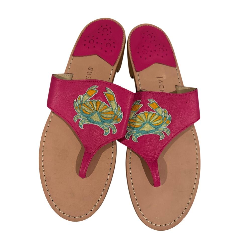 Jack Rogers Crab Leather Wide Thong Sandals 10